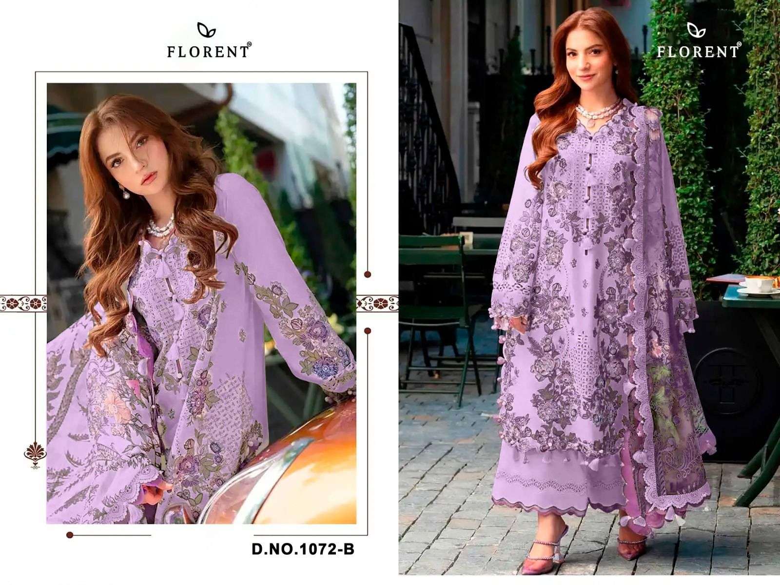 FLORENT D NO 1072 COTTON WITH HEAVY EMBROIDERY DESIGNER WORK SUIT