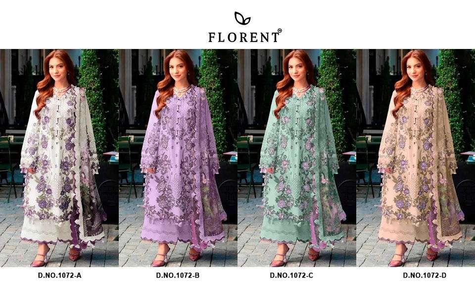 FLORENT D NO 1072 COTTON WITH HEAVY EMBROIDERY DESIGNER WORK SUIT