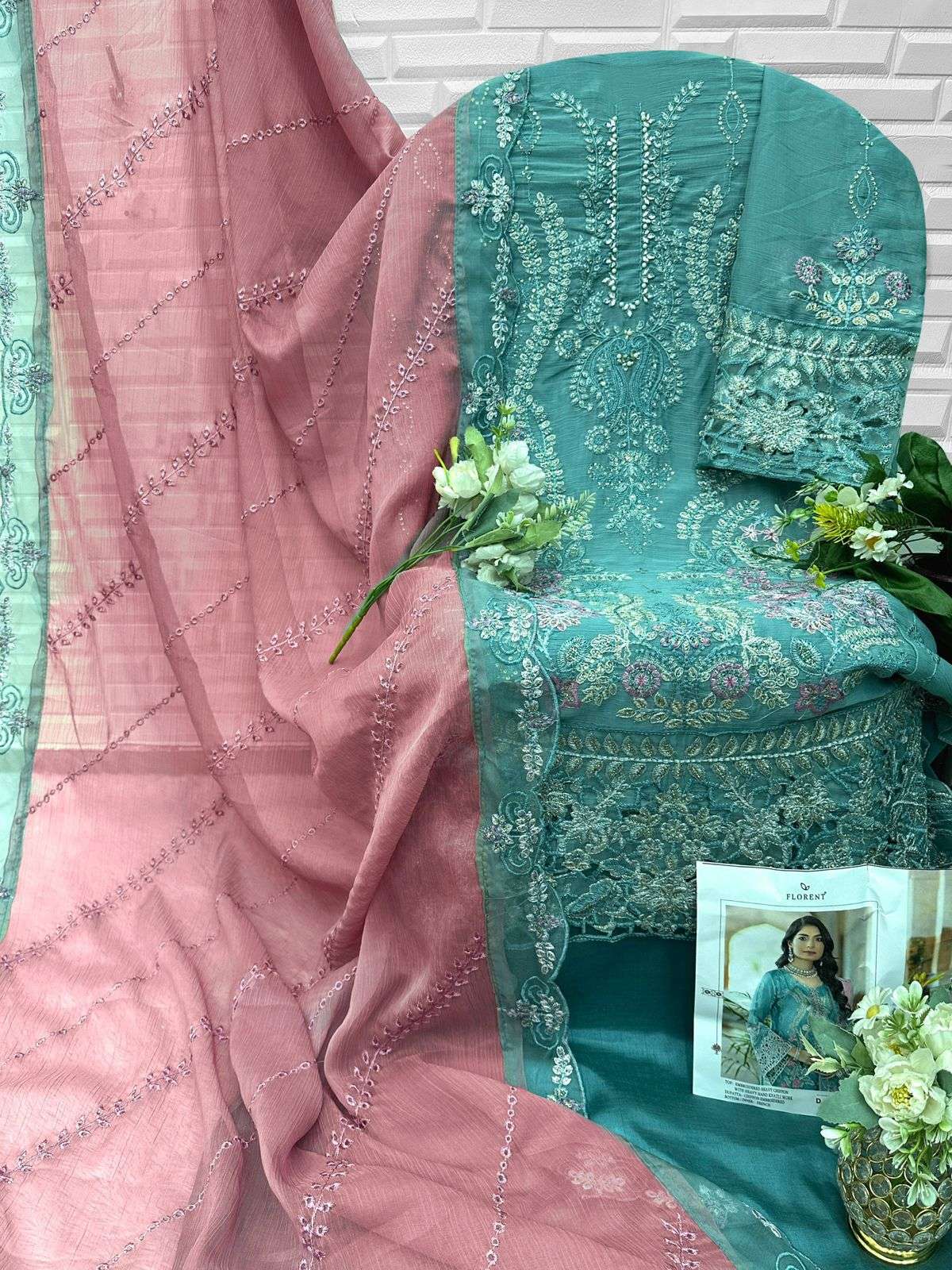FLORENT D NO 1073 HEAVY EMBROIDERY DESIGNER WORK PAKISTANI SUIT