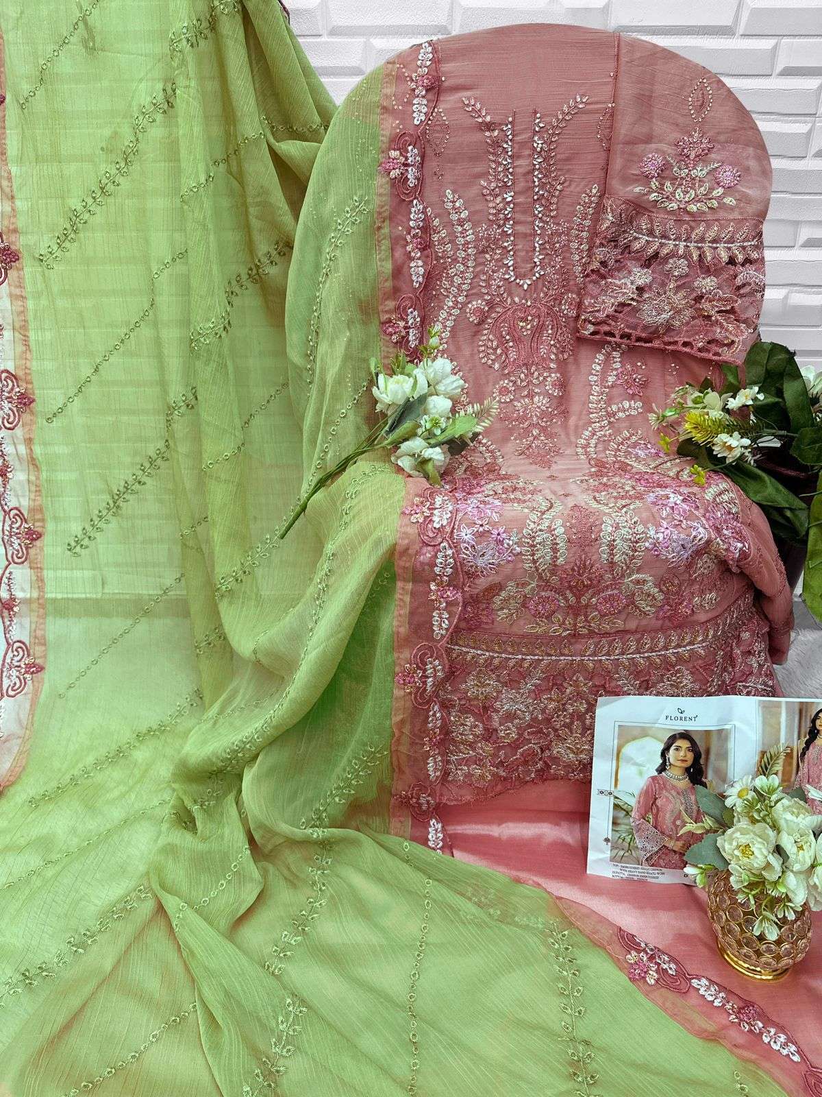 FLORENT D NO 1073 HEAVY EMBROIDERY DESIGNER WORK PAKISTANI SUIT