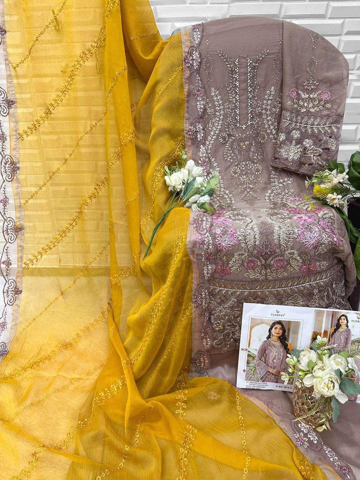 FLORENT D NO 1073 HEAVY EMBROIDERY DESIGNER WORK PAKISTANI SUIT