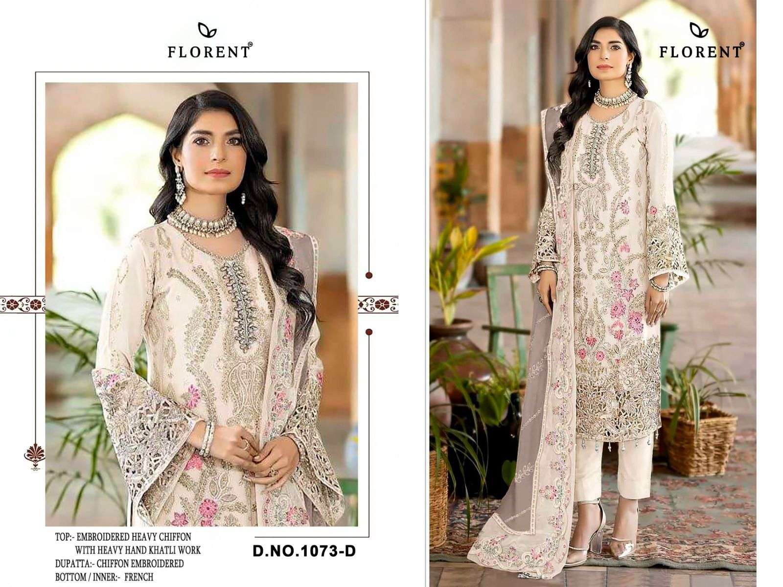 FLORENT D NO 1073 HEAVY EMBROIDERY DESIGNER WORK PAKISTANI SUIT