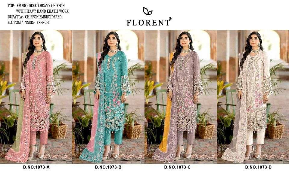 FLORENT D NO 1073 HEAVY EMBROIDERY DESIGNER WORK PAKISTANI SUIT