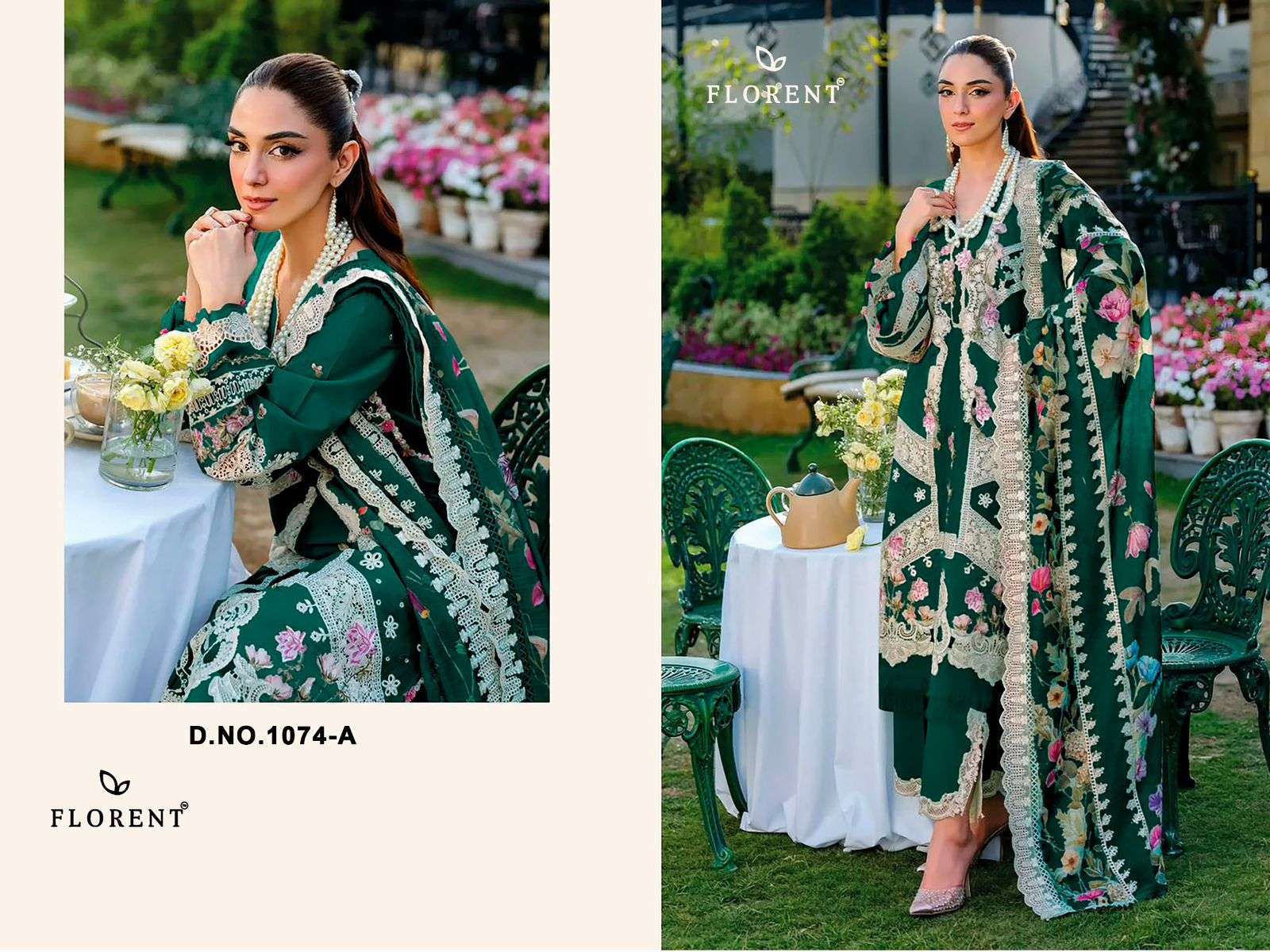 FLORENT D NO 1074 COTTON WITH HEAVY EMBROIDERY DESIGNER WORK SUIT