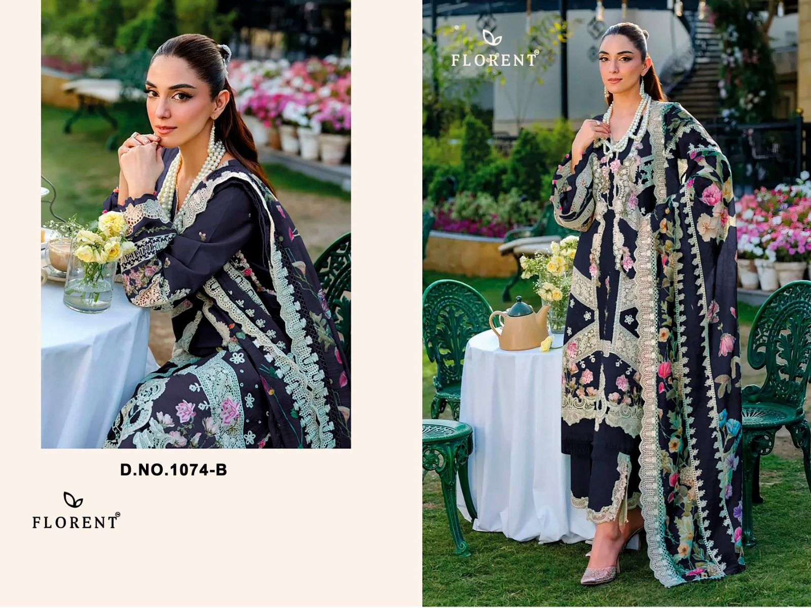 FLORENT D NO 1074 COTTON WITH HEAVY EMBROIDERY DESIGNER WORK SUIT