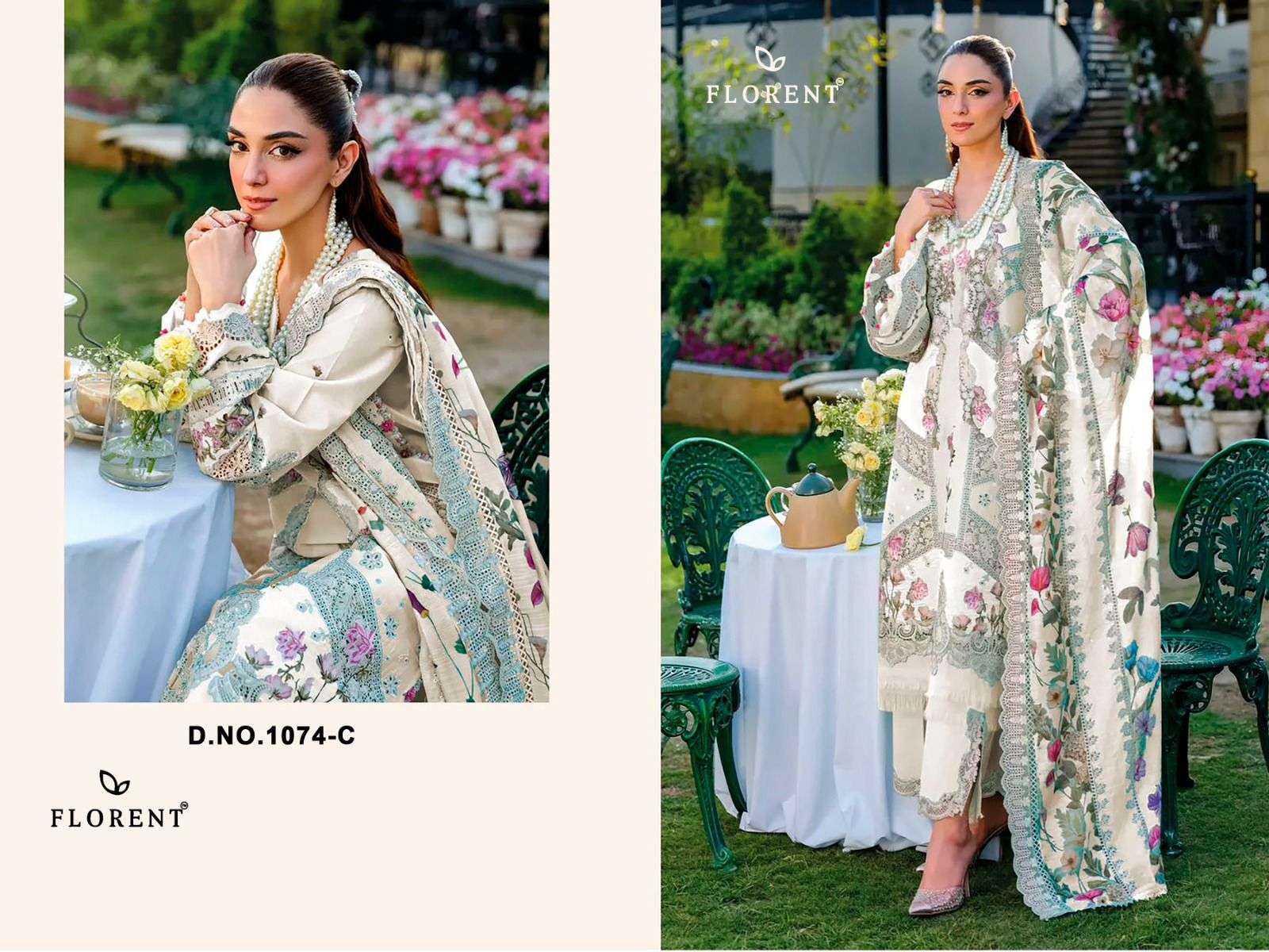 FLORENT D NO 1074 COTTON WITH HEAVY EMBROIDERY DESIGNER WORK SUIT
