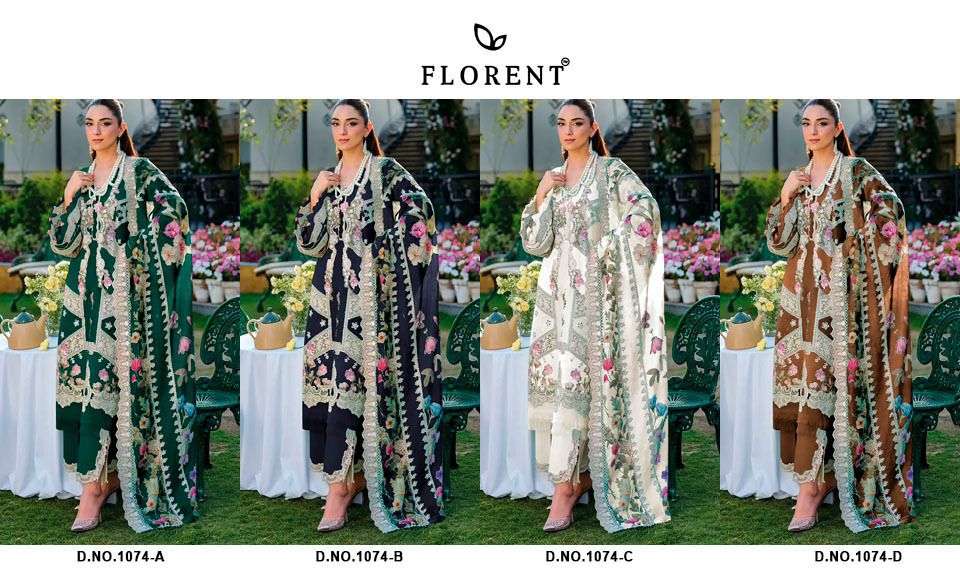 FLORENT D NO 1074 COTTON WITH HEAVY EMBROIDERY DESIGNER WORK SUIT