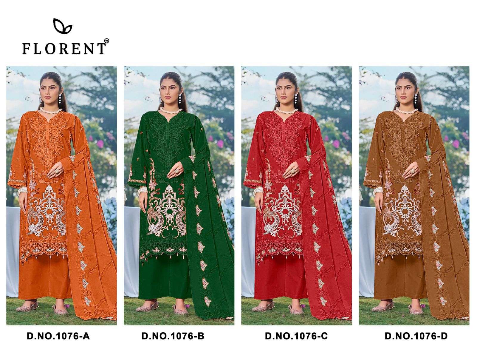 FLORENT D NO 1076 COTTON WITH HEAVY EMBROIDERY DESIGNER WORK SUIT