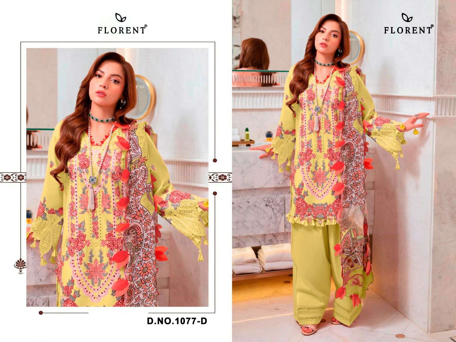 FLORENT D NO 1077 COTTON WITH HEAVY EMBROIDERY DESIGNER WORK PAKISTANI SUIT