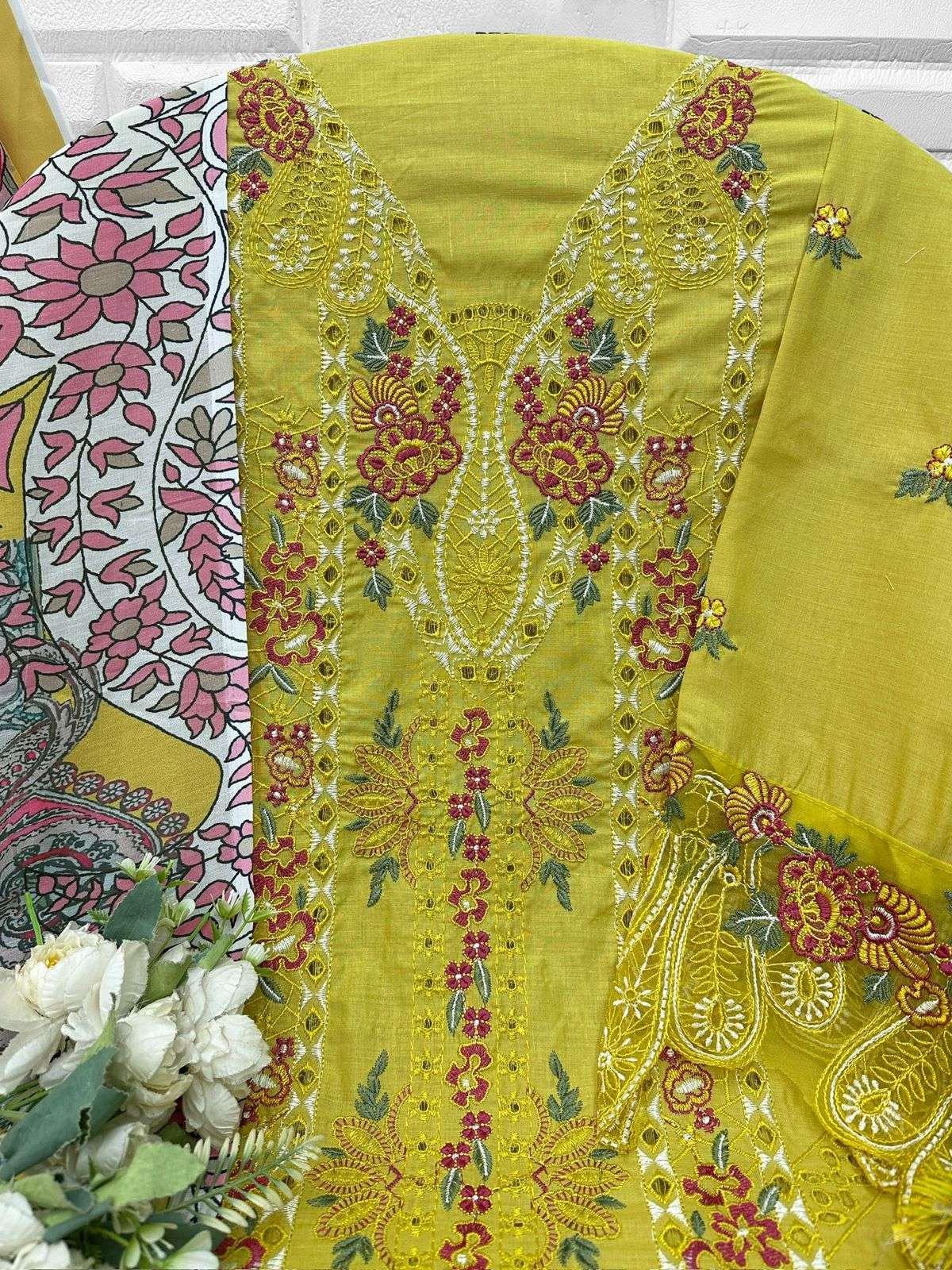 FLORENT D NO 1077 COTTON WITH HEAVY EMBROIDERY DESIGNER WORK PAKISTANI SUIT