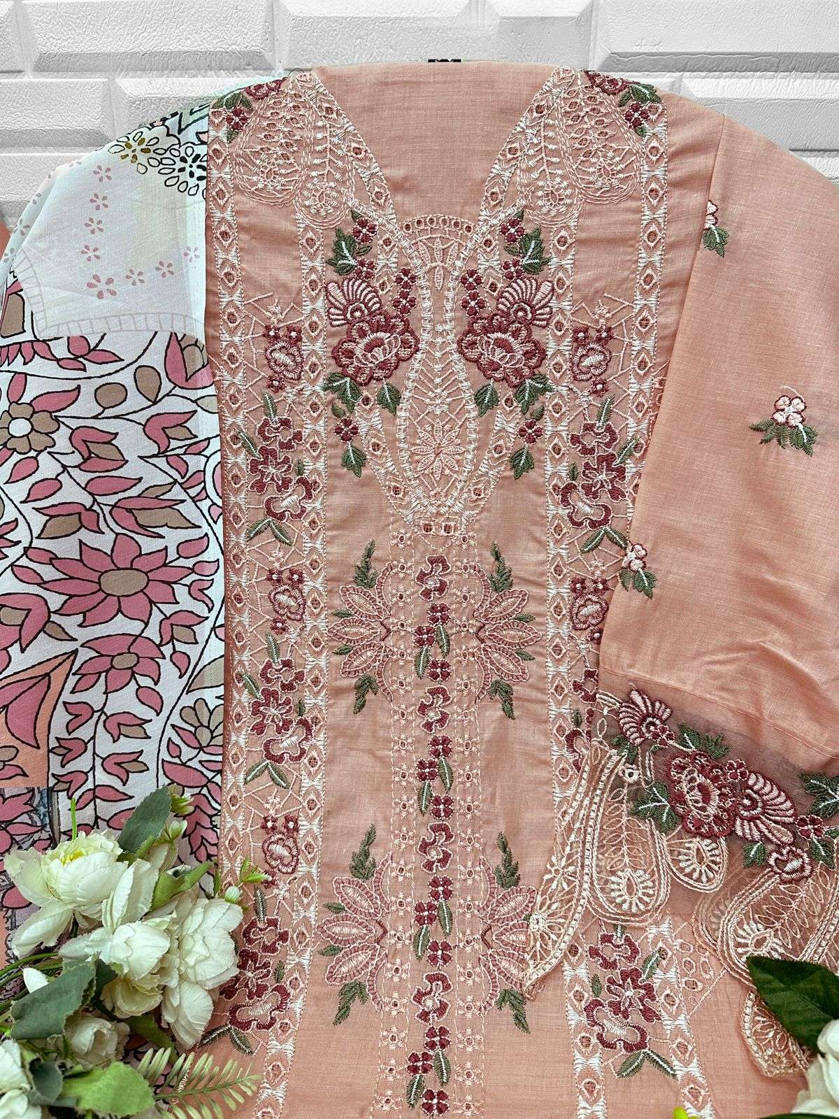 FLORENT D NO 1077 COTTON WITH HEAVY EMBROIDERY DESIGNER WORK PAKISTANI SUIT