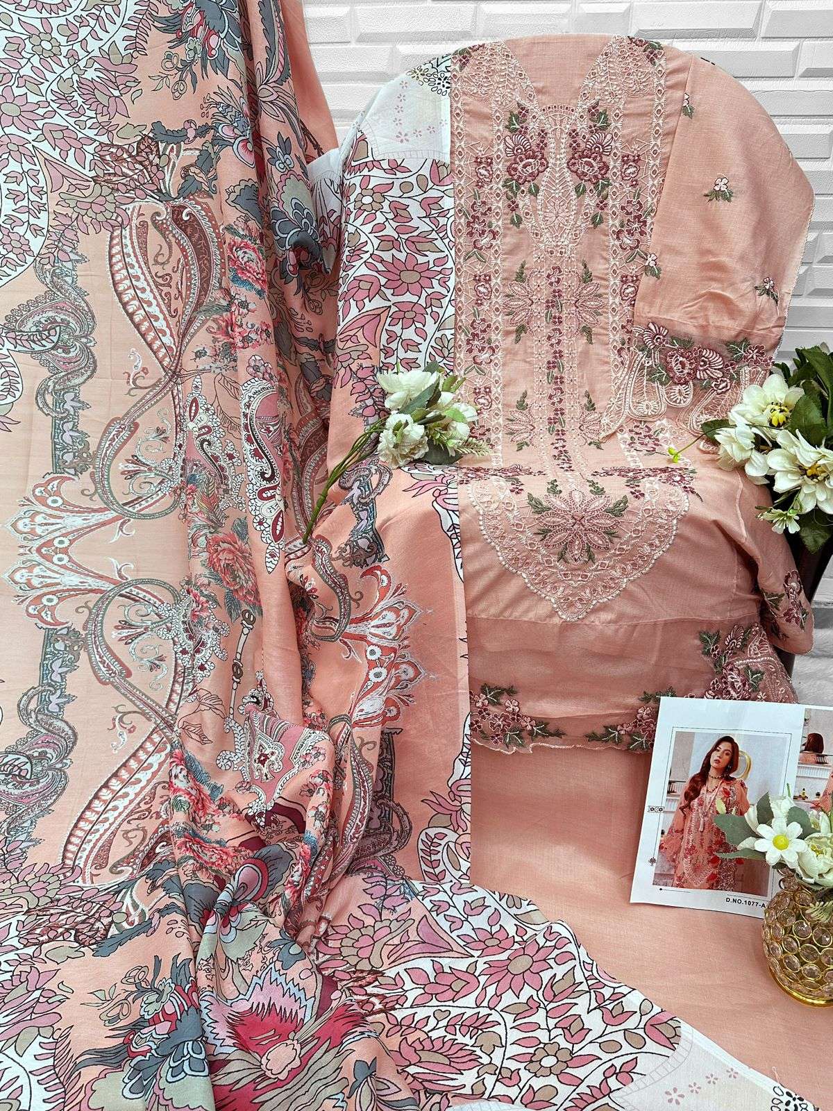FLORENT D NO 1077 COTTON WITH HEAVY EMBROIDERY DESIGNER WORK PAKISTANI SUIT