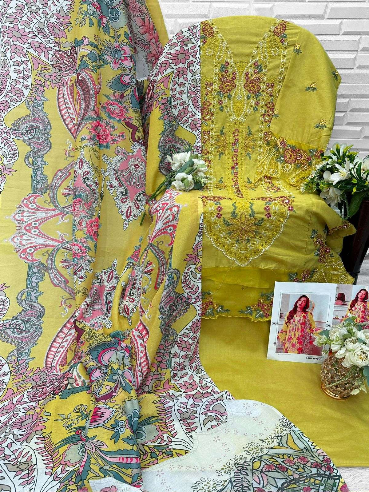 FLORENT D NO 1077 COTTON WITH HEAVY EMBROIDERY DESIGNER WORK PAKISTANI SUIT