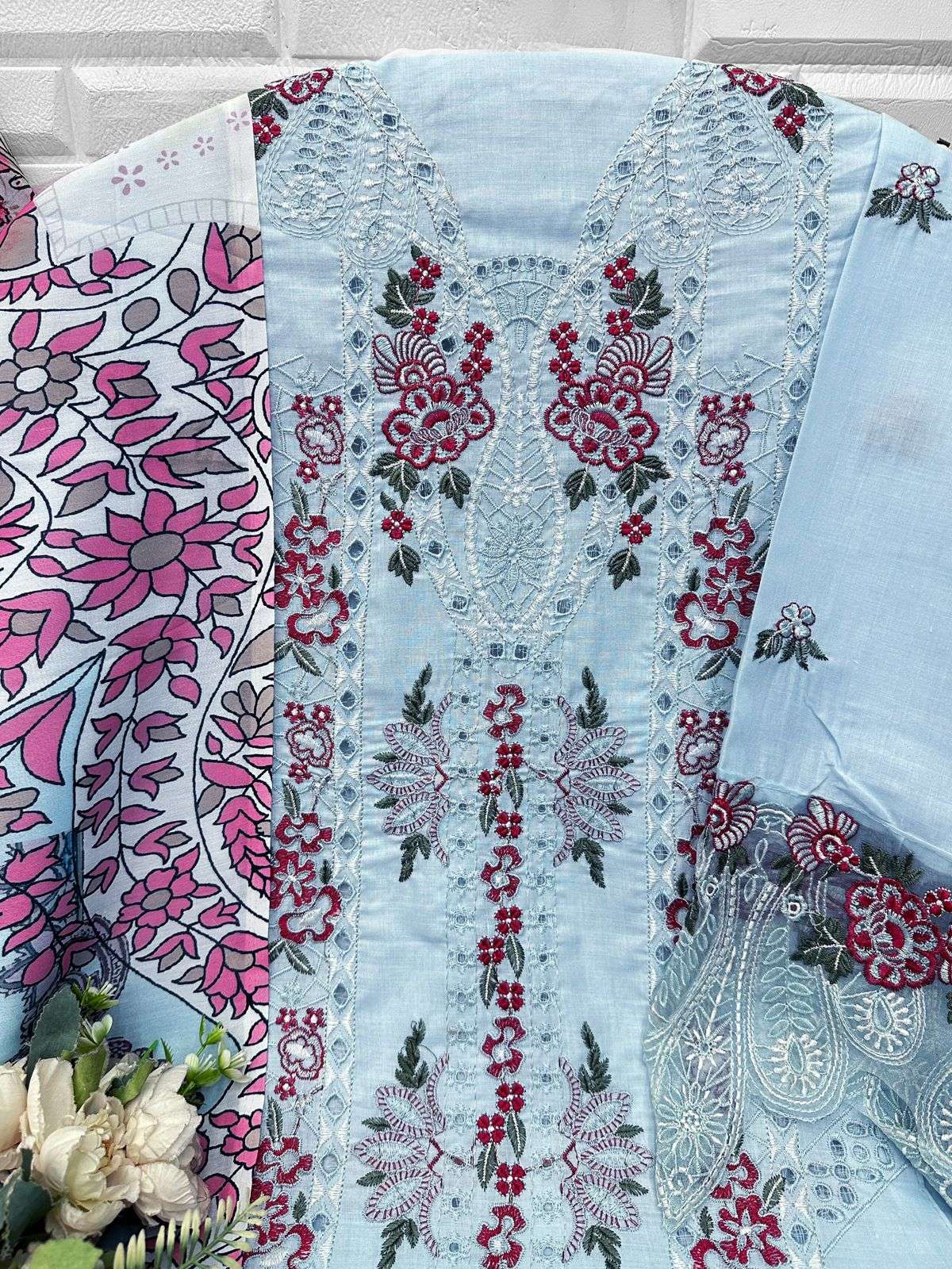 FLORENT D NO 1077 COTTON WITH HEAVY EMBROIDERY DESIGNER WORK PAKISTANI SUIT
