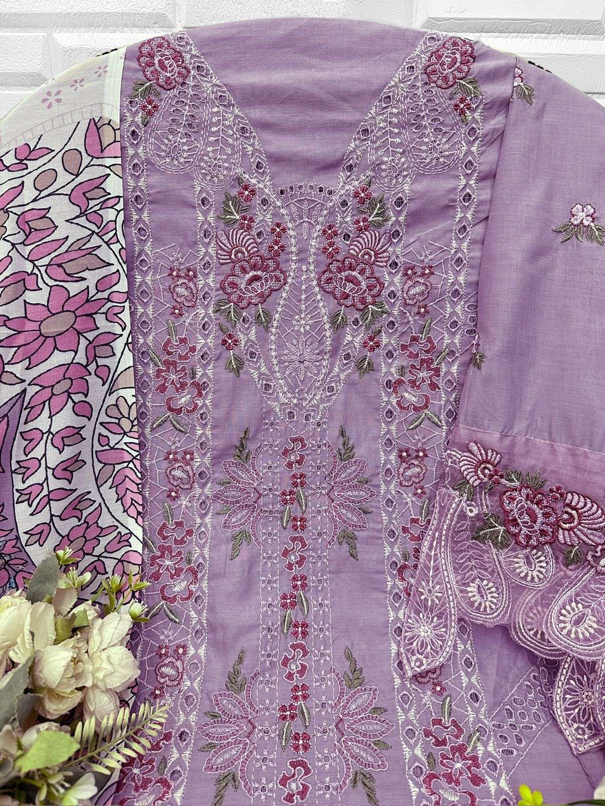FLORENT D NO 1077 COTTON WITH HEAVY EMBROIDERY DESIGNER WORK PAKISTANI SUIT