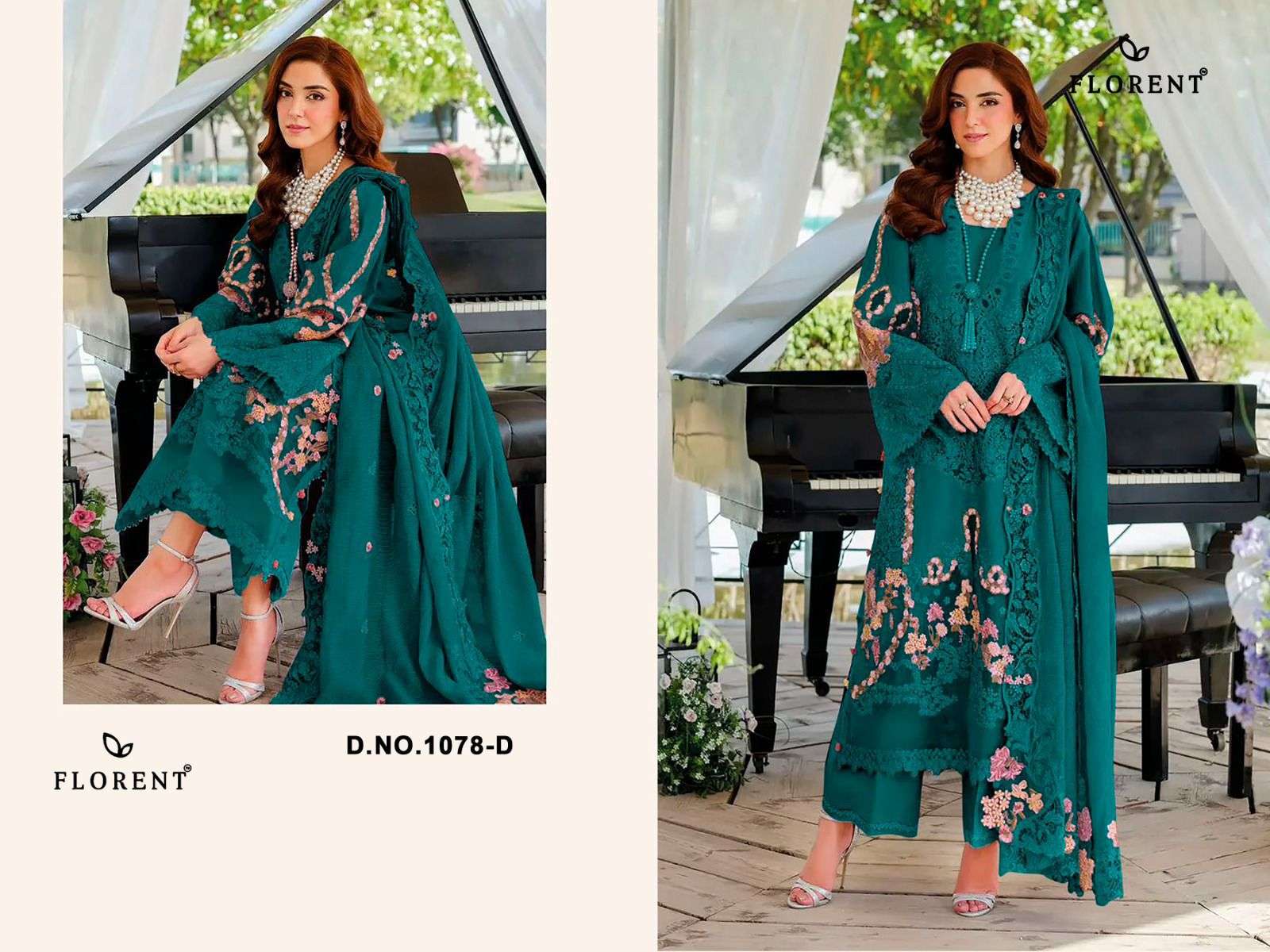 FLORENT D NO 1078 COTTON WITH HEAVY EMBROIDERY WORK SUIT