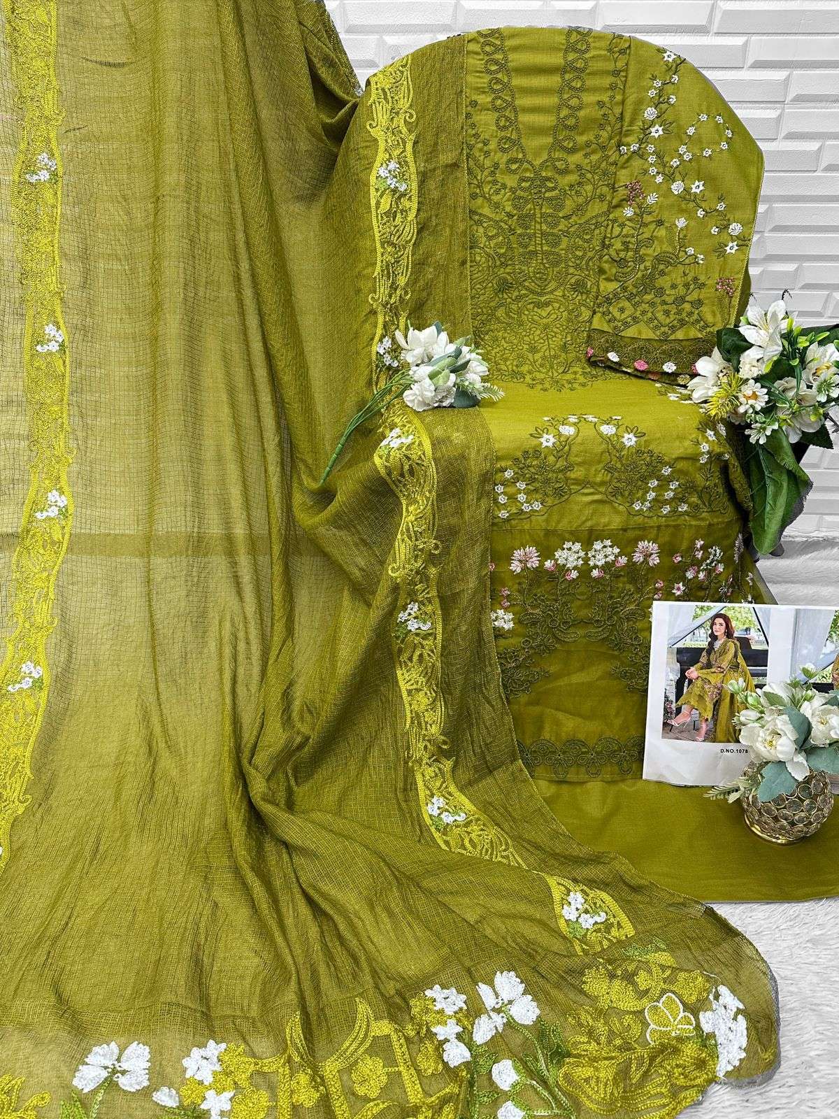 FLORENT D NO 1078 COTTON WITH HEAVY EMBROIDERY WORK SUIT
