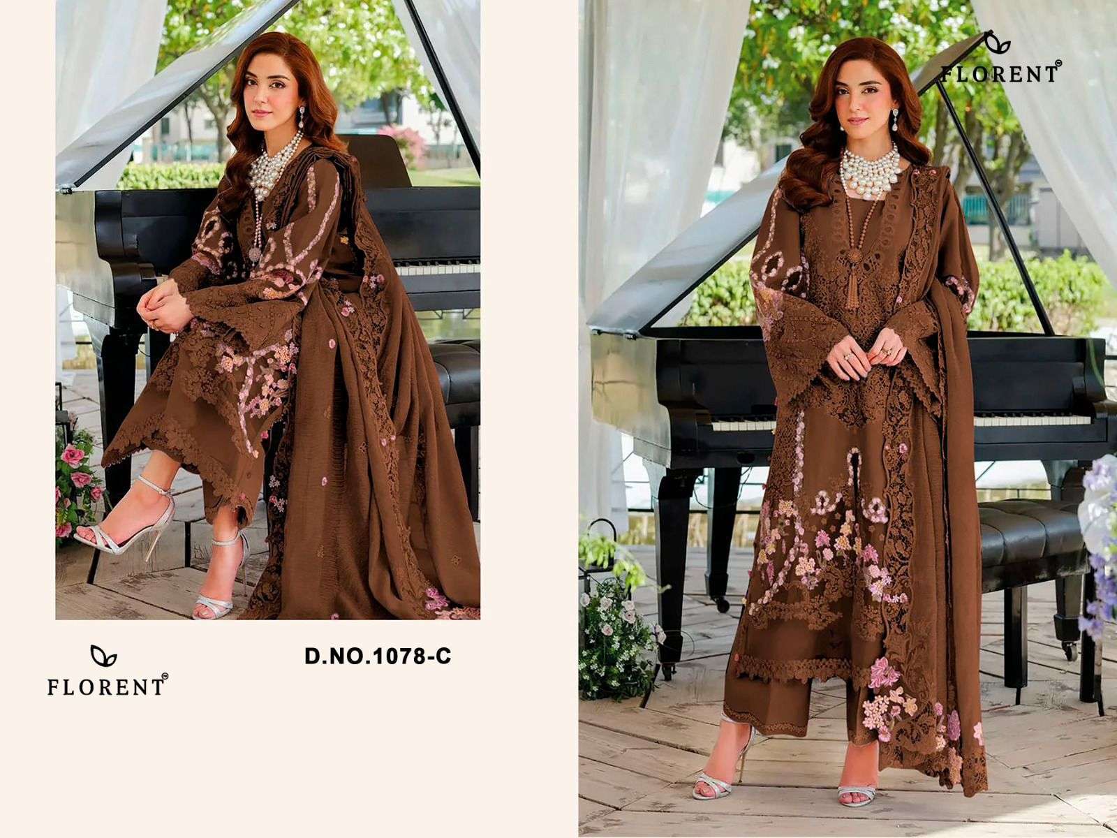 FLORENT D NO 1078 COTTON WITH HEAVY EMBROIDERY WORK SUIT