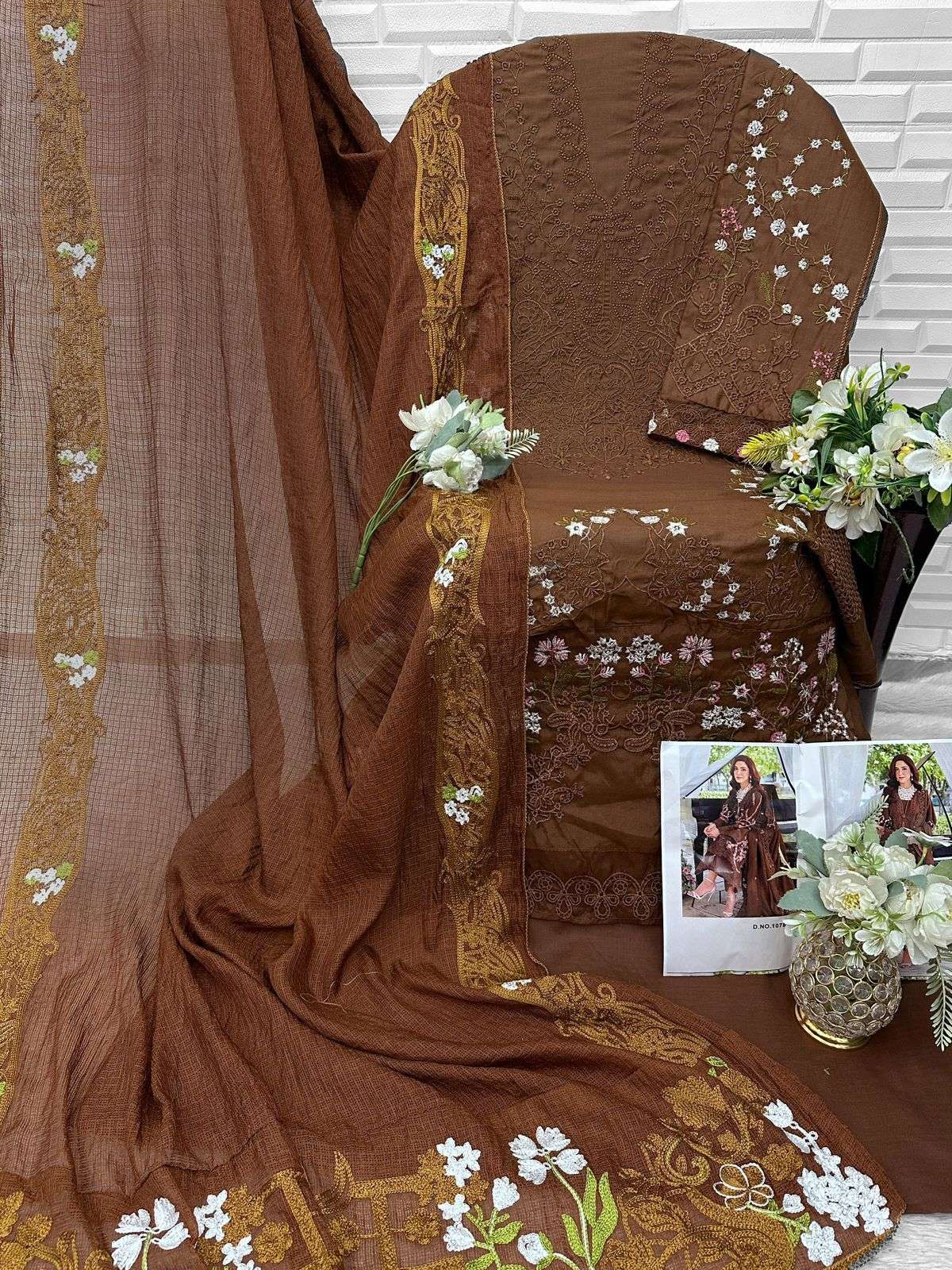 FLORENT D NO 1078 COTTON WITH HEAVY EMBROIDERY WORK SUIT