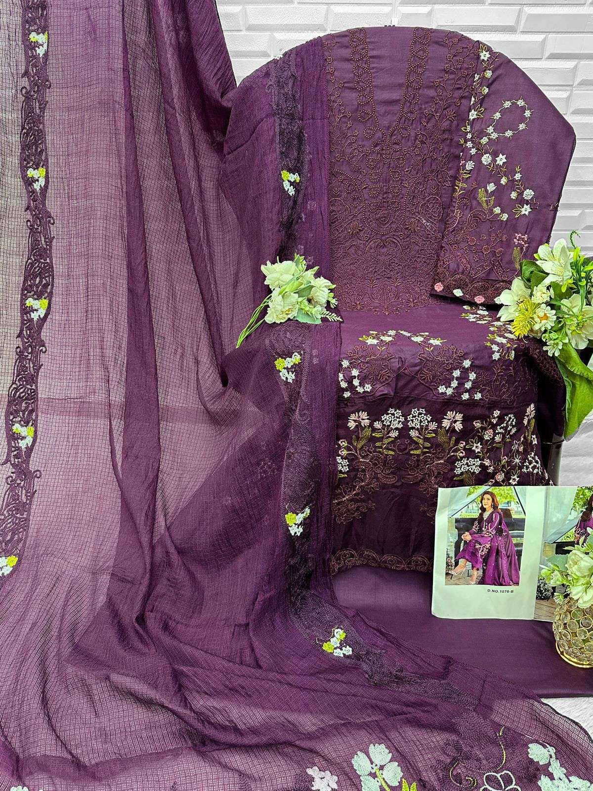 FLORENT D NO 1078 COTTON WITH HEAVY EMBROIDERY WORK SUIT
