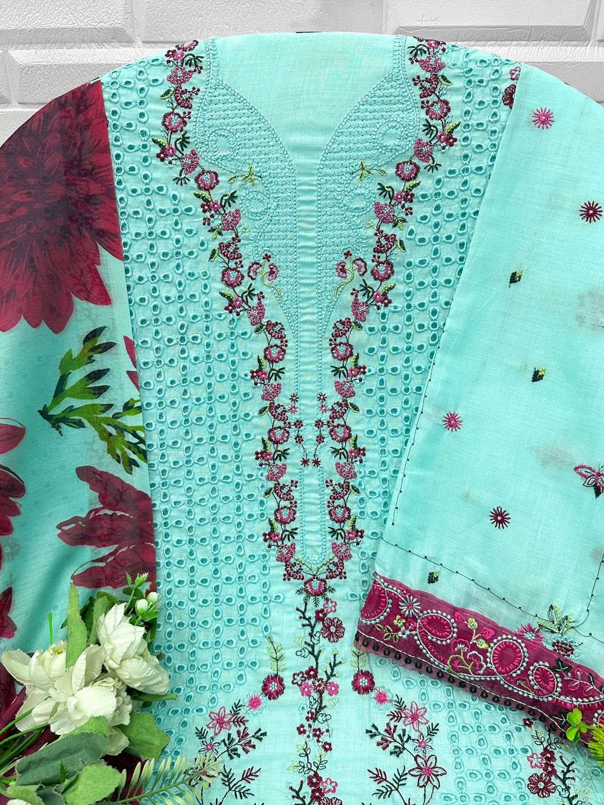FLORENT D NO 1084 COTTON WITH HEAVY EMBROIDERY DESIGNER WORK SUIT