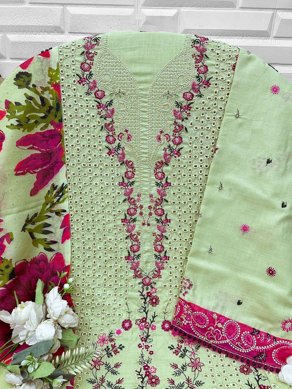 FLORENT D NO 1084 COTTON WITH HEAVY EMBROIDERY DESIGNER WORK SUIT