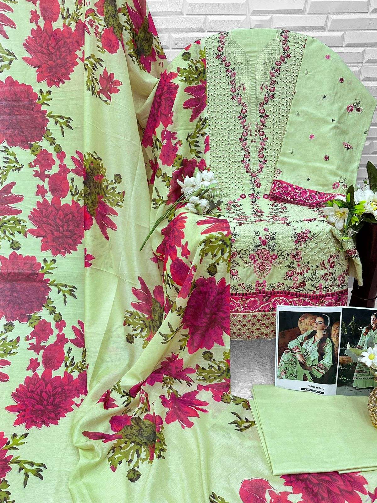 FLORENT D NO 1084 COTTON WITH HEAVY EMBROIDERY DESIGNER WORK SUIT