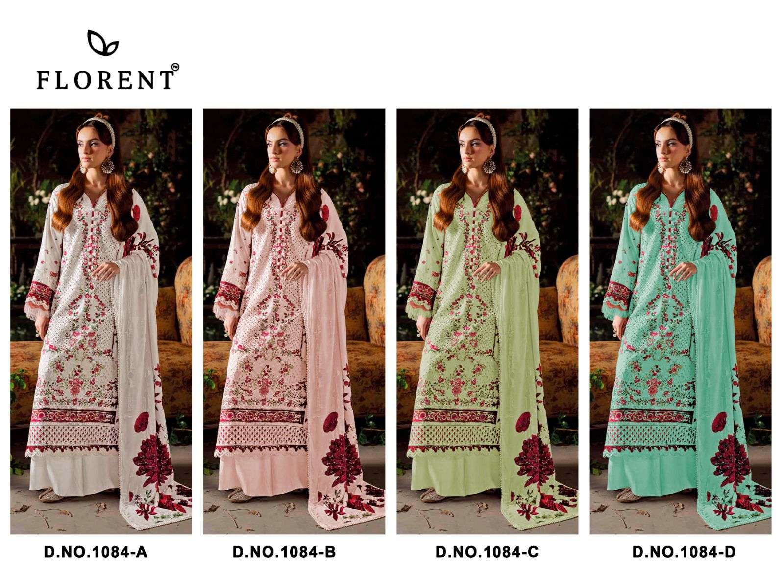 FLORENT D NO 1084 COTTON WITH HEAVY EMBROIDERY DESIGNER WORK SUIT