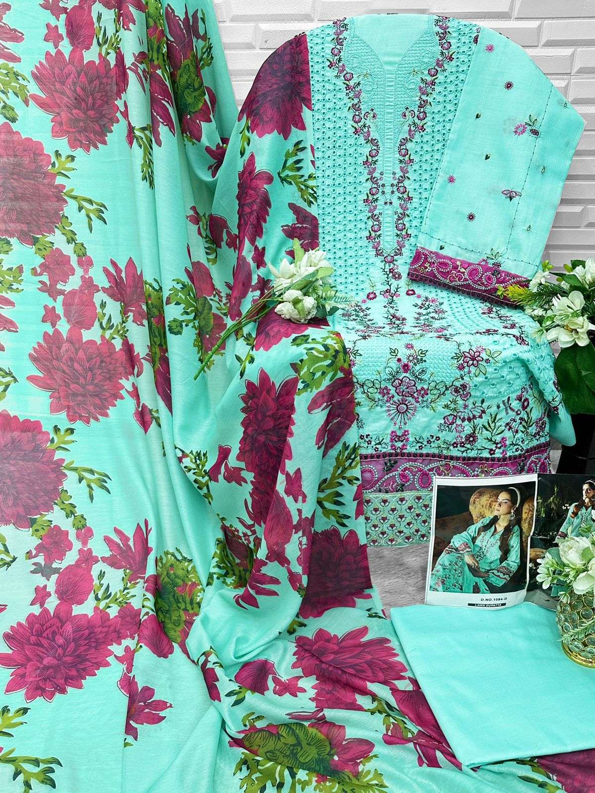 FLORENT D NO 1084 COTTON WITH HEAVY EMBROIDERY DESIGNER WORK SUIT