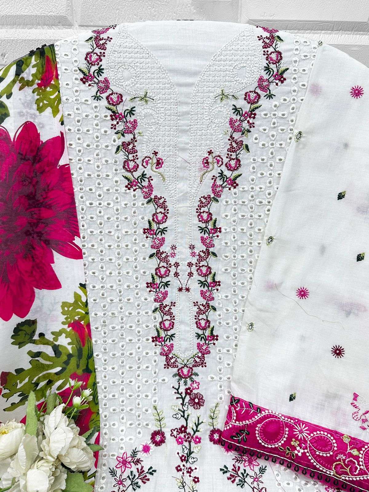 FLORENT D NO 1084 COTTON WITH HEAVY EMBROIDERY DESIGNER WORK SUIT