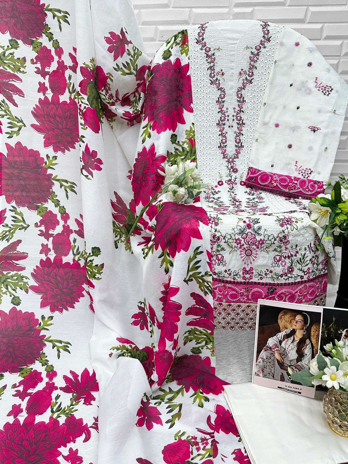 FLORENT D NO 1084 COTTON WITH HEAVY EMBROIDERY DESIGNER WORK SUIT