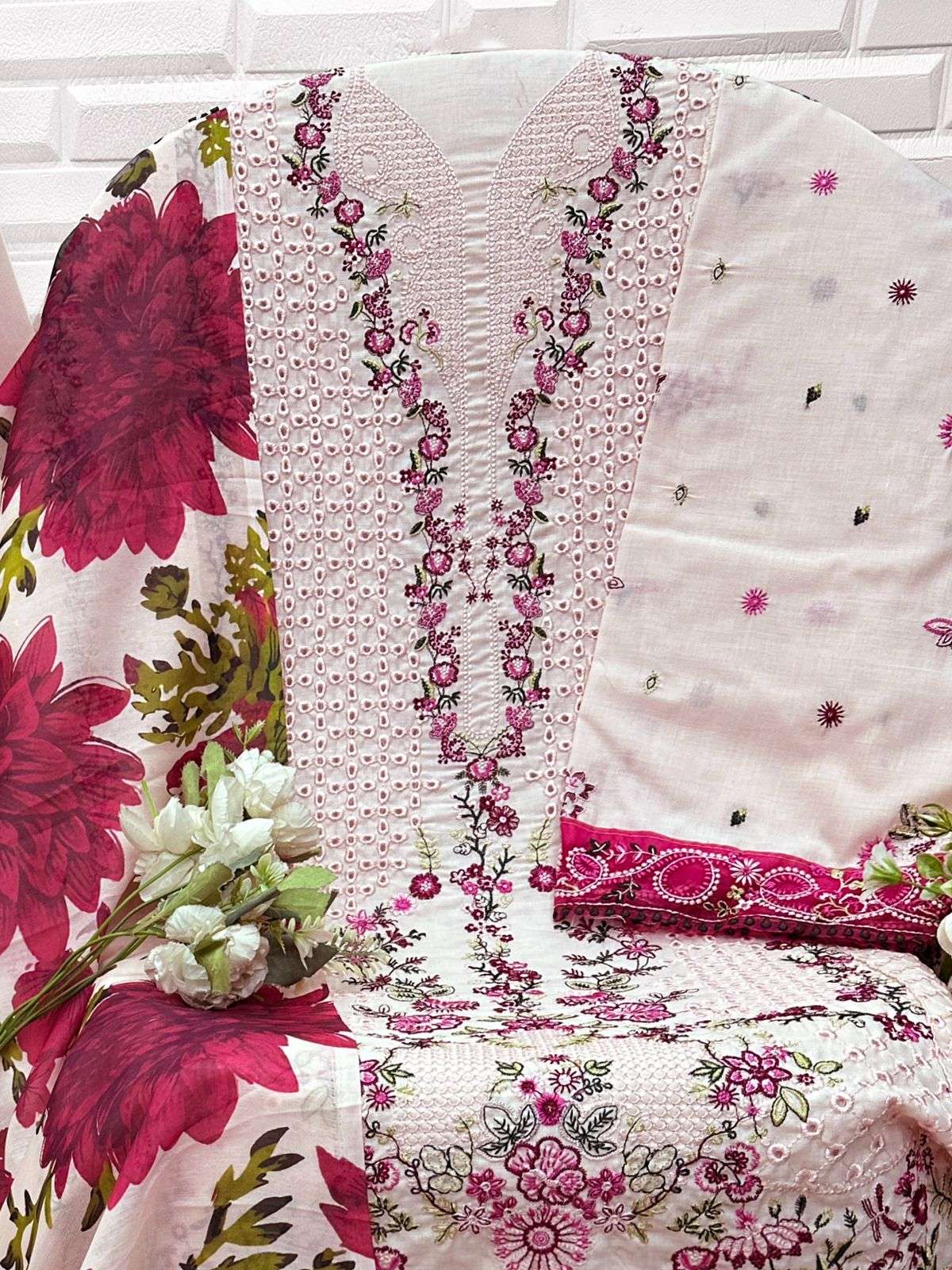 FLORENT D NO 1084 COTTON WITH HEAVY EMBROIDERY DESIGNER WORK SUIT