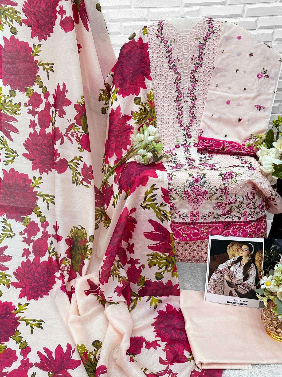 FLORENT D NO 1084 COTTON WITH HEAVY EMBROIDERY DESIGNER WORK SUIT