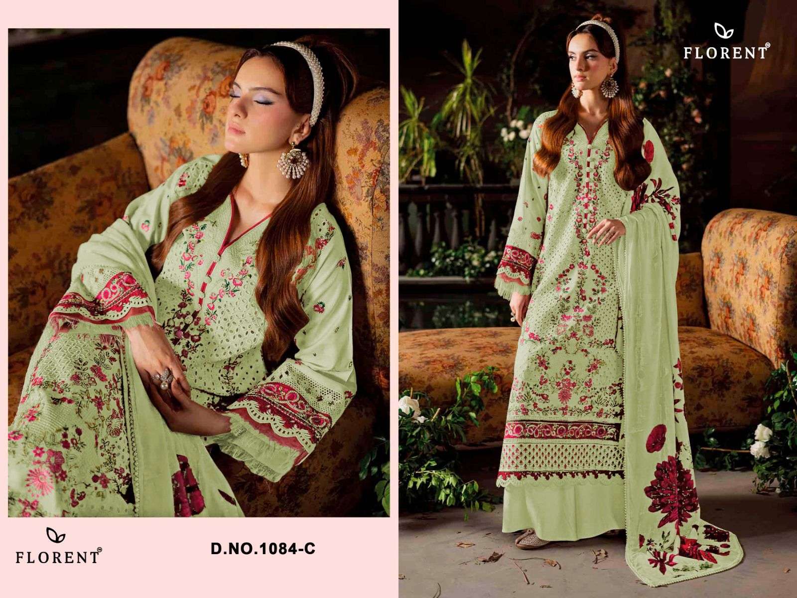 FLORENT D NO 1084 COTTON WITH HEAVY EMBROIDERY DESIGNER WORK SUIT