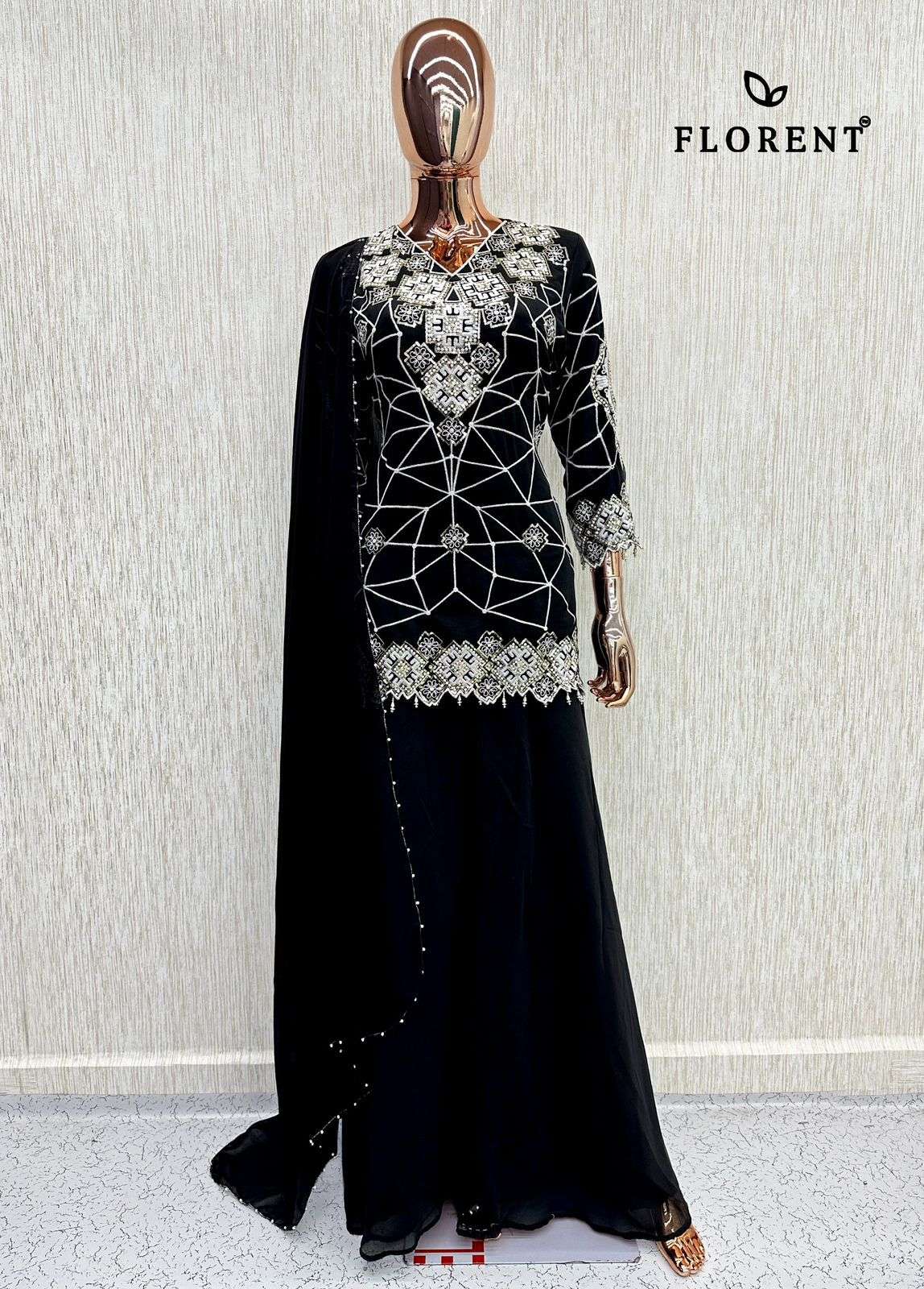 FLORENT D NO 1086 GEORGETTE BEAUTIFUL DESIGNER WORK PAKISTANI STYLE SUIT
