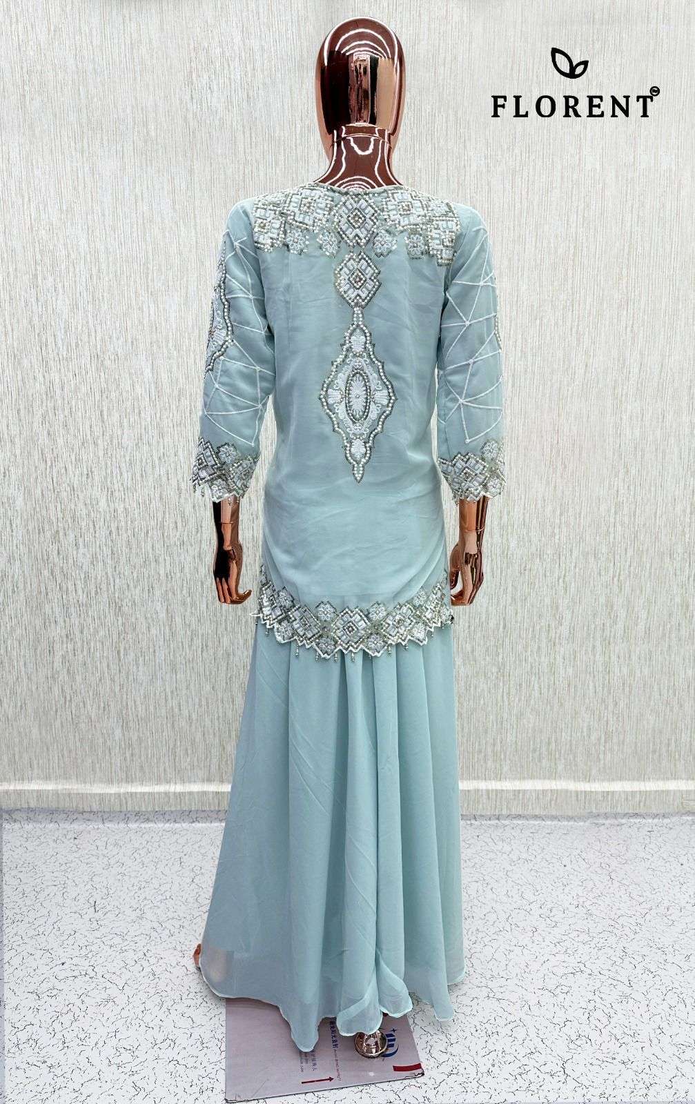 FLORENT D NO 1086 GEORGETTE BEAUTIFUL DESIGNER WORK PAKISTANI STYLE SUIT