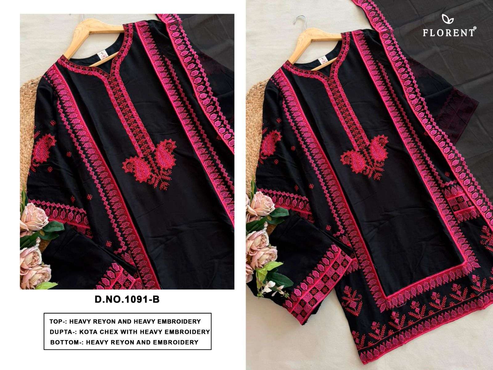 FLORENT D NO 1191 RAYON HEAVY EMBROIDERED DESIGNER READY MADE PAKISTANI SUIT