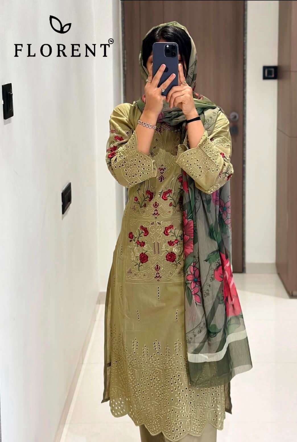 FLORENT TM DESIGN NO - 1049 ABCD CAMBRIC COTTON HEAVY CHIKANKARI EMBROIDERED WORK PAKISTANI SALWAR SUIT