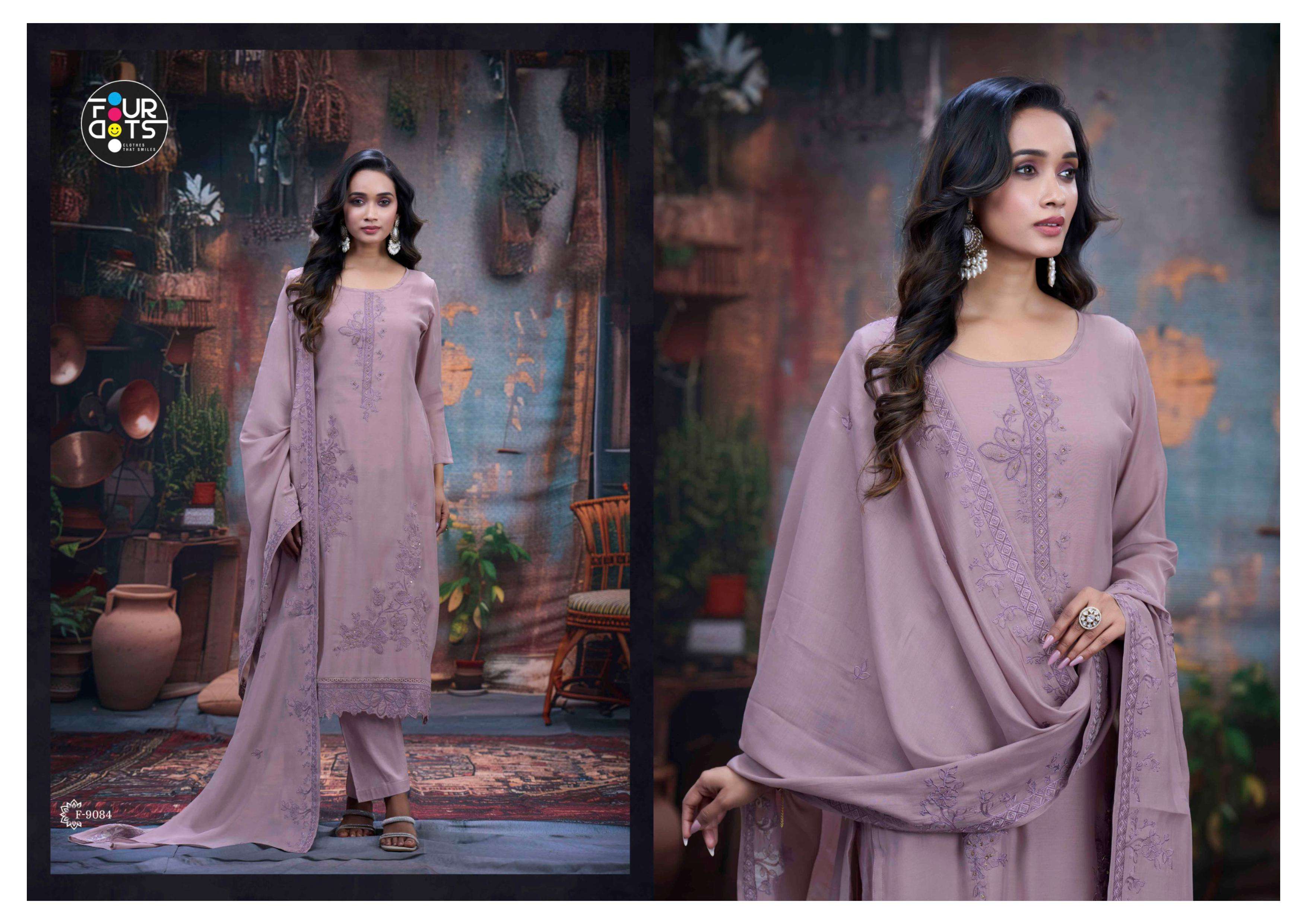 FOURDOTS ADORA COTTON HEAVY EMBROIDERY DESIGNER WORK SUIT