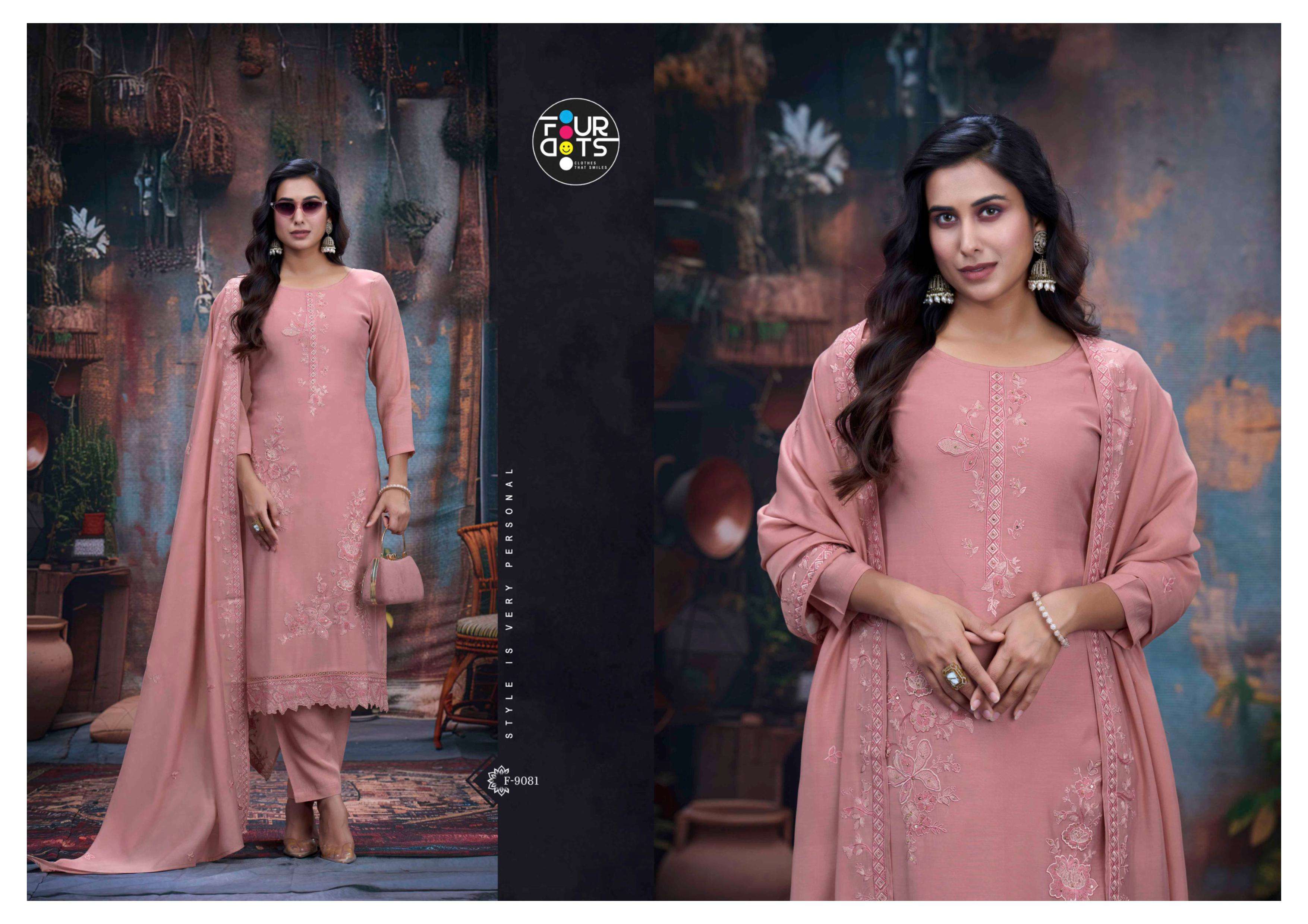 FOURDOTS ADORA COTTON HEAVY EMBROIDERY DESIGNER WORK SUIT