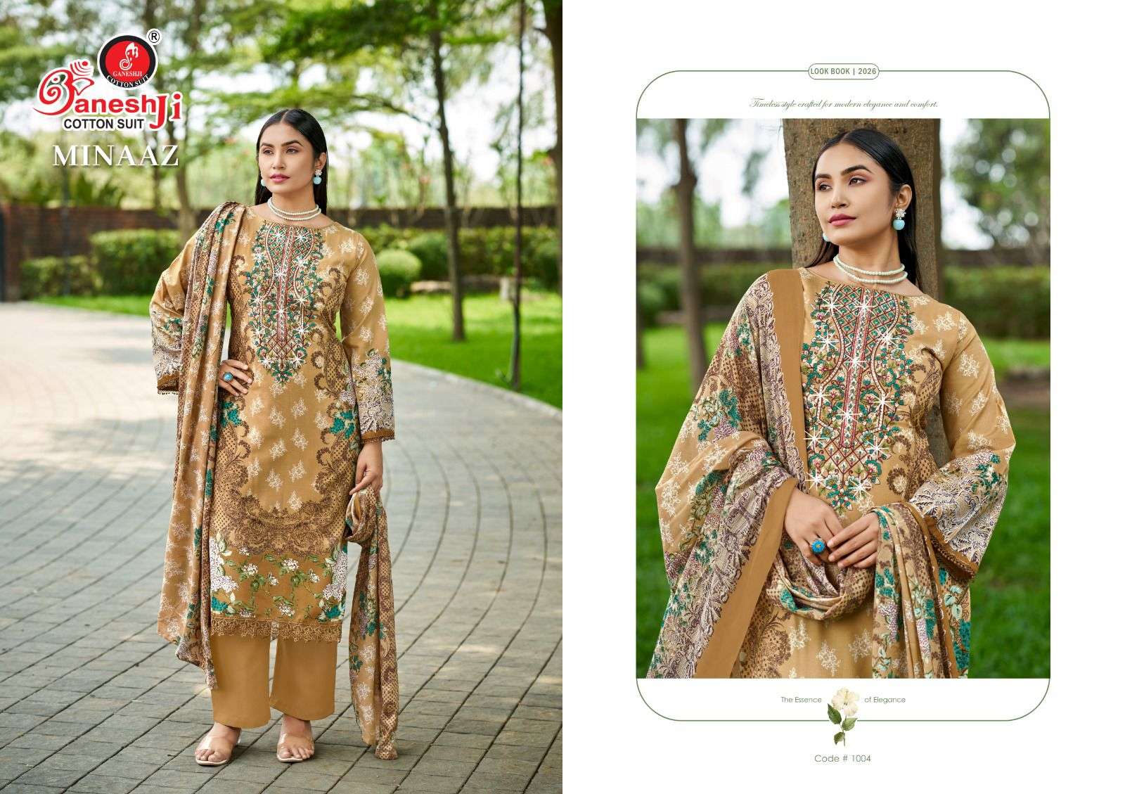 GANESHJI COTTON SUIT MINAAZ VOL 1 COTTON DIGITAL PRINT WITH FANCY WORK SUIT