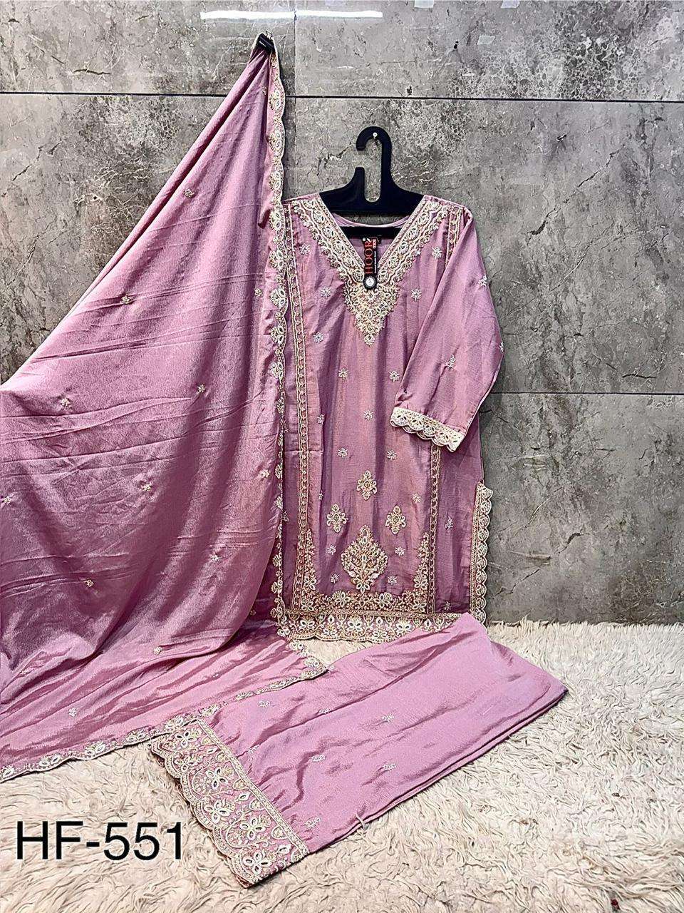 HOOR TEX HF 551 CHINON DESIGNER WORK PAKISTANI STYLE READY MADE SUIT