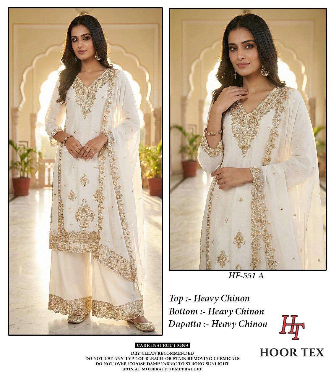 HOOR TEX HF 551 CHINON DESIGNER WORK PAKISTANI STYLE READY MADE SUIT