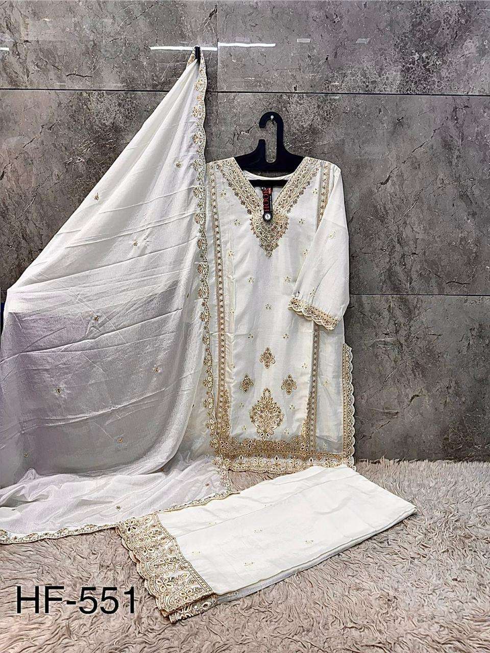 HOOR TEX HF 551 CHINON DESIGNER WORK PAKISTANI STYLE READY MADE SUIT