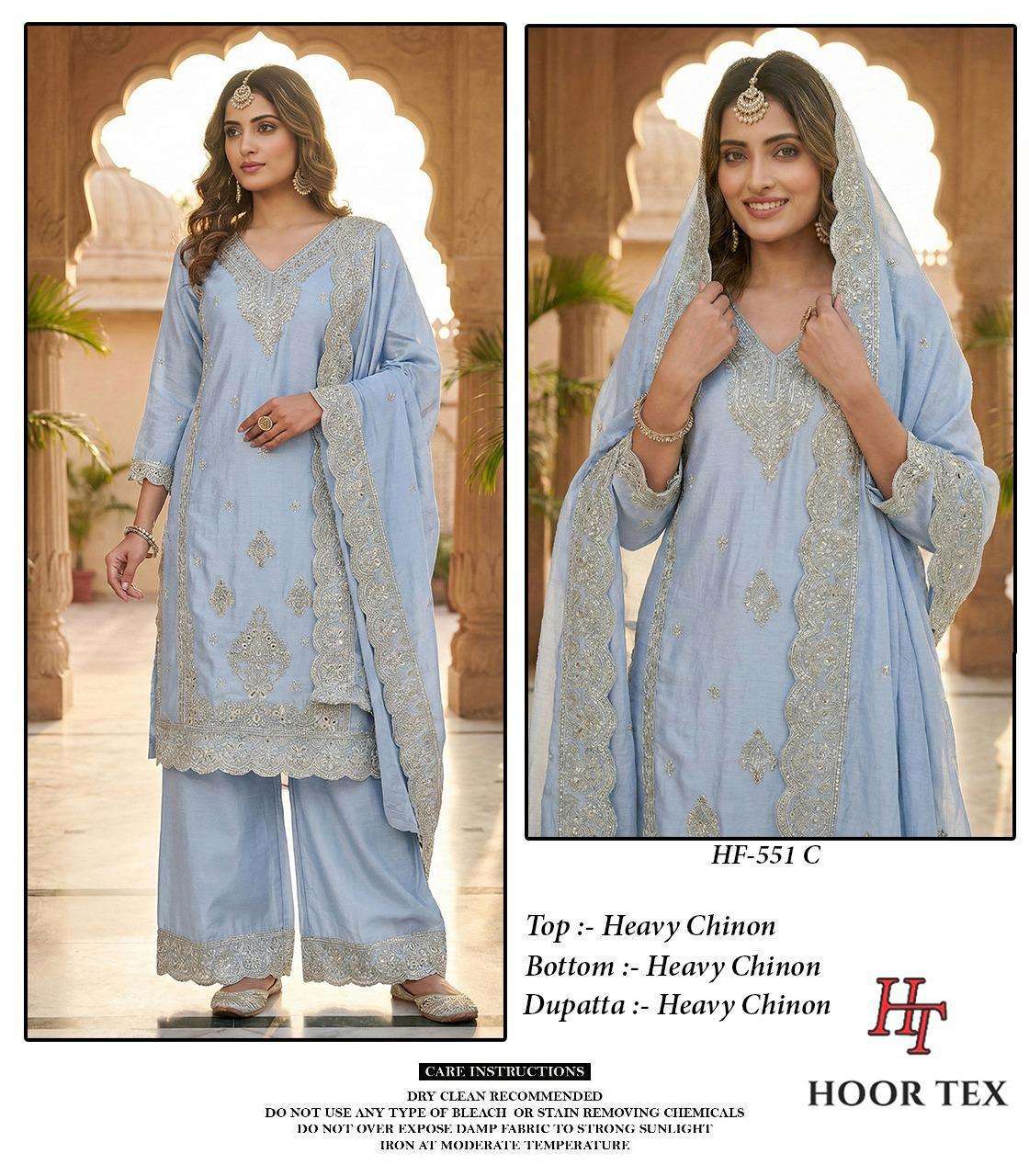 HOOR TEX HF 551 CHINON DESIGNER WORK PAKISTANI STYLE READY MADE SUIT