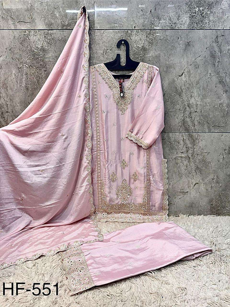 HOOR TEX HF 551 CHINON DESIGNER WORK PAKISTANI STYLE READY MADE SUIT