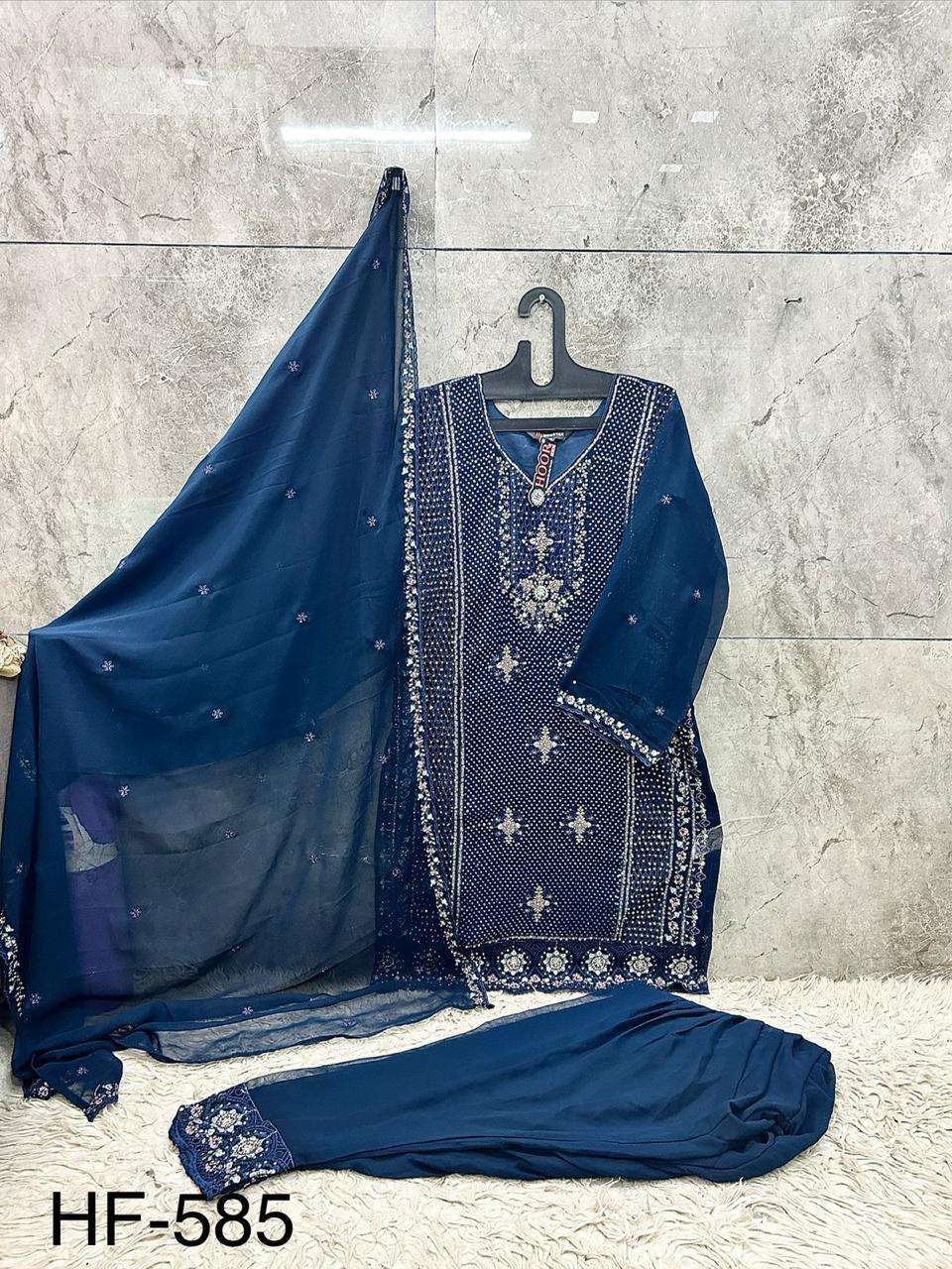 HOOR TEX  HF 585 EFGH GEORGETTE EMBROIDERY DESIGNER READY MADE SUIT