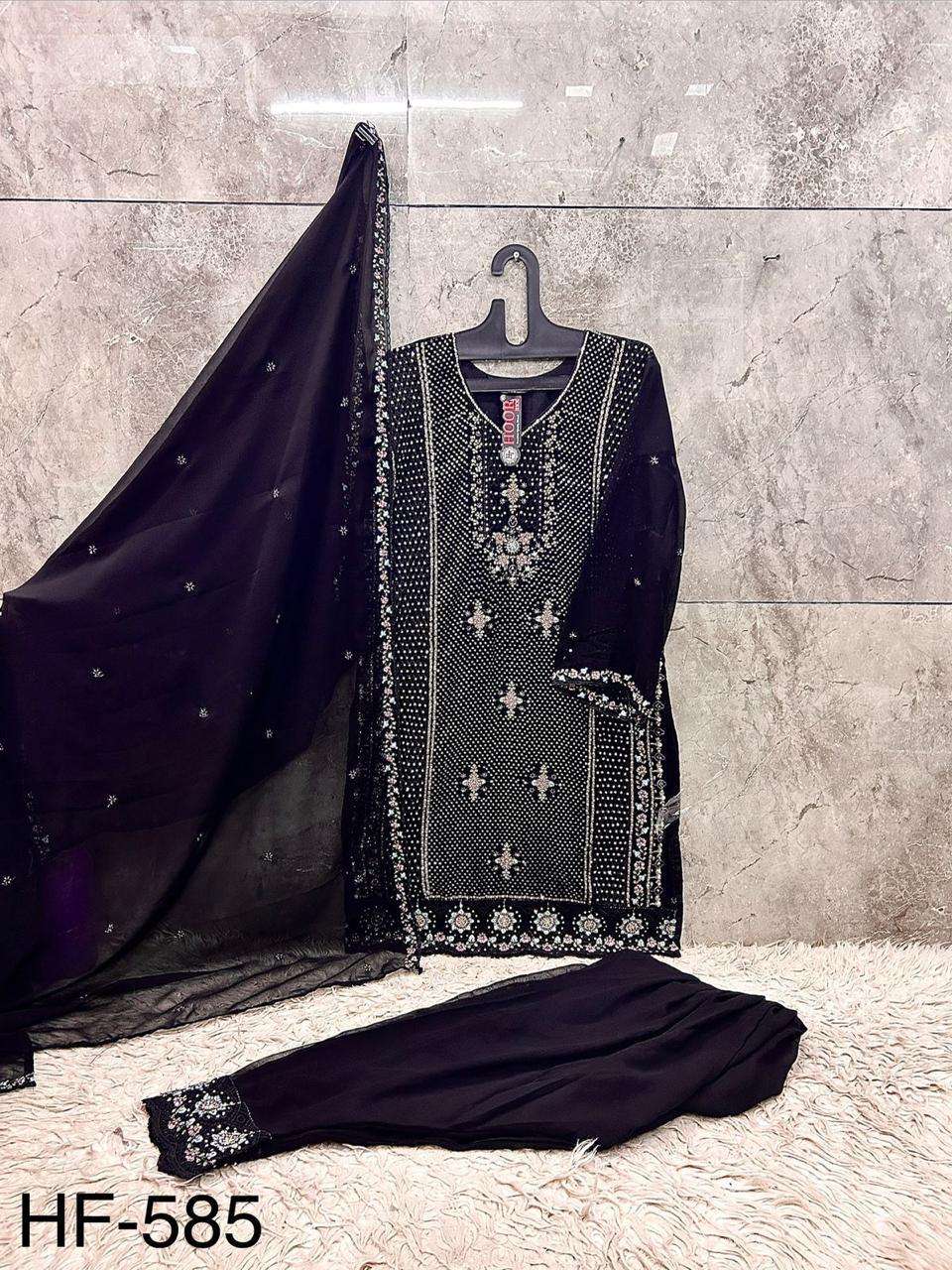 HOOR TEX  HF 585 EFGH GEORGETTE EMBROIDERY DESIGNER READY MADE SUIT