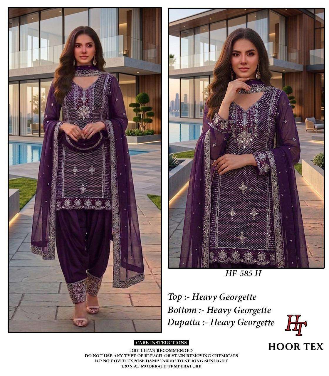 HOOR TEX  HF 585 EFGH GEORGETTE EMBROIDERY DESIGNER READY MADE SUIT