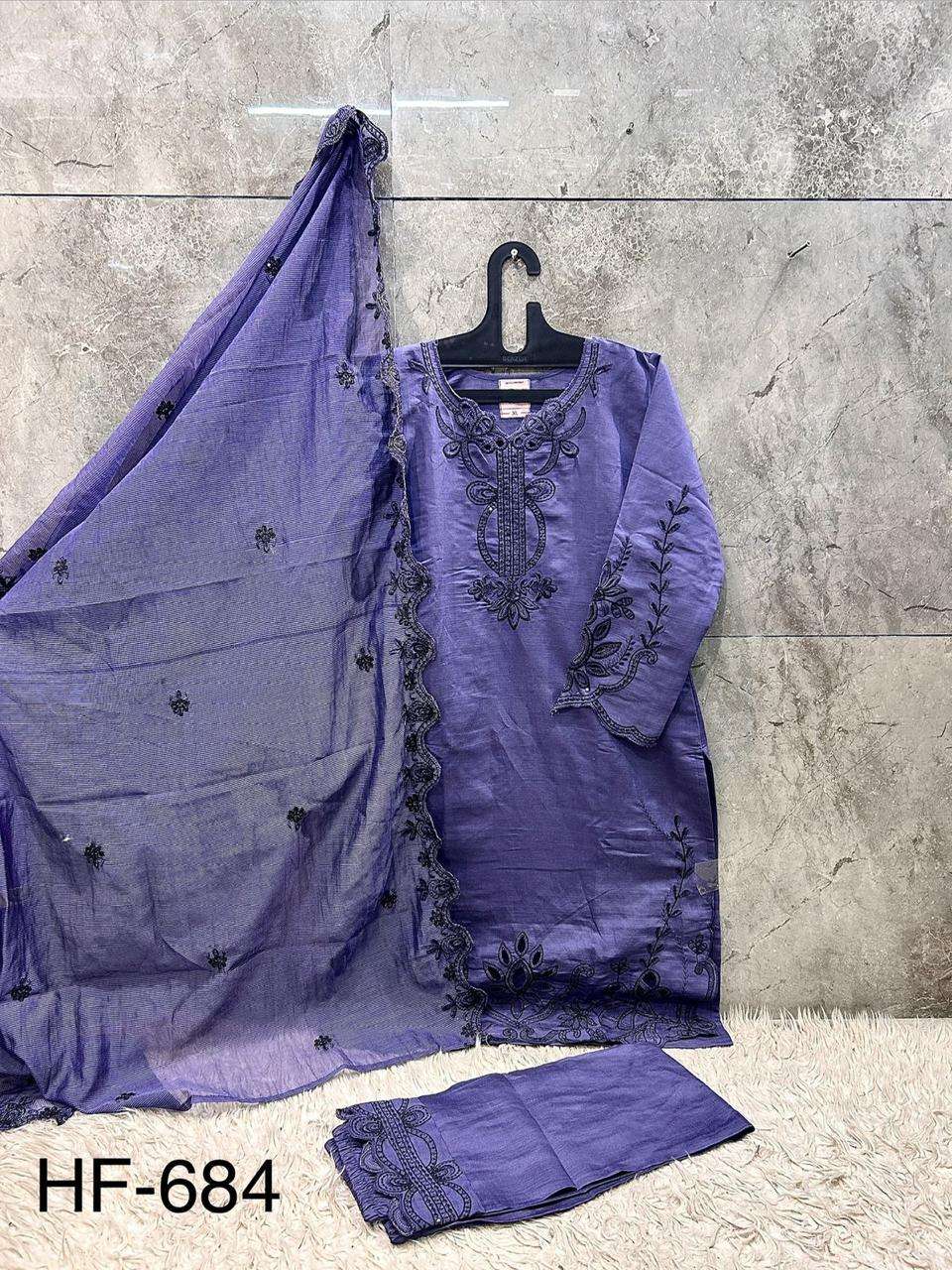 HOOR TEX HF 684 VISCOSE EMBROIDERY DESIGNER WORK READY MADE PAKISTANI SUIT